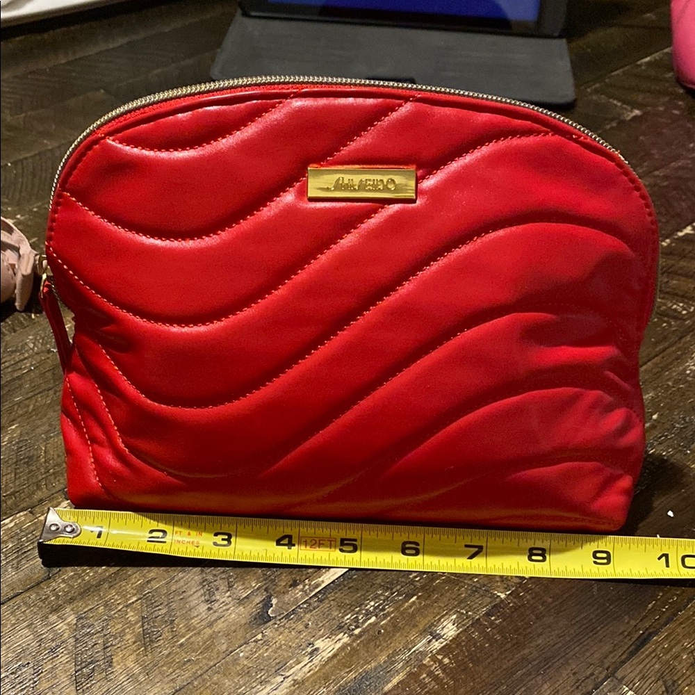 Red Quilted Cosmetic Bag/Purple toiletries Bag.